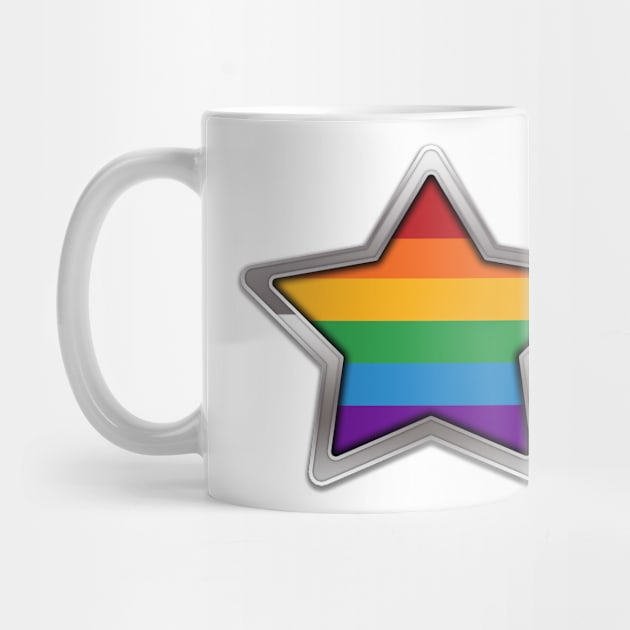 Large LGBT Pride Flag Rainbow Colored Star with Chrome Frame. by LiveLoudGraphics